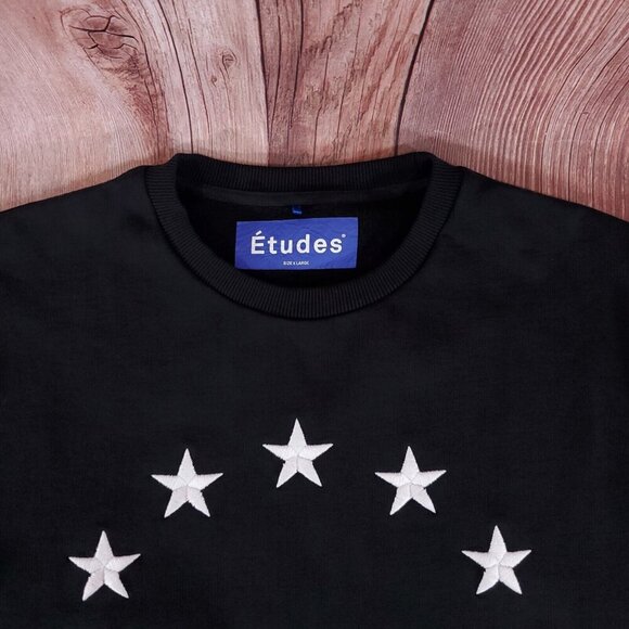 Etudes Studio Mens Size XL Black Europa Crewneck Sweatshirt Cotton - Picture 3 of 10